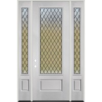 8'0" 3/4 Lite Textured Diamond Fiberglass Prehung Door Unit with Sidelites #4897