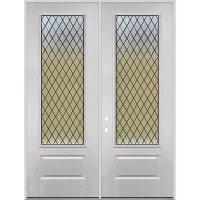 8'0" 3/4 Lite Textured Diamond Fiberglass Prehung Double Door Unit #4897