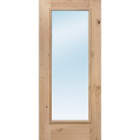 Low-E Clear Full Lite Knotty Alder Wood Prehung Door Unit