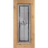 Full Lite Fleur-de-lis Knotty Alder Wood Door Prehung Door Unit #7036