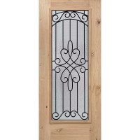 Full Lite Internal Grille Knotty Alder Wood Prehung Door Unit #7045
