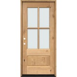 4-Lite Low-E Knotty Alder Prehung Wood Door Unit