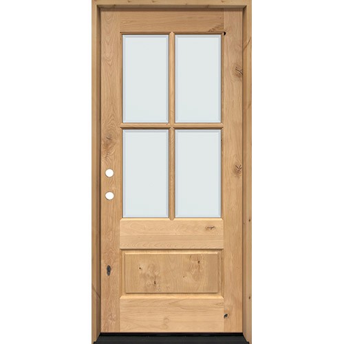 4-Lite Low-E Knotty Alder Prehung Wood Door Unit