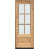 8'0" Tall 6-Lite Low-E Knotty Alder Prehung Wood Door Unit