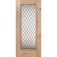 Full Lite Diamond Knotty Alder Wood Prehung Door Unit #7096