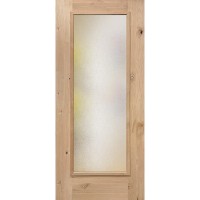Privacy Glass Full Lite Knotty Alder Wood Prehung Door Unit