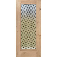 Full Lite Textured Diamond Knotty Alder Wood Prehung Door Unit #7107