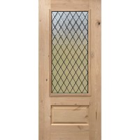 3/4 Lite Textured Diamond Knotty Alder Wood Prehung Door Unit #7117