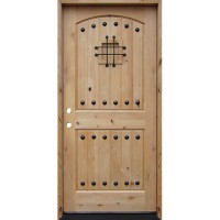 Rustic Knotty Alder Prehung Wood Door Unit with Speakeasy #7445