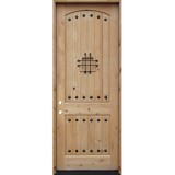 8'0" Tall Rustic Knotty Alder Prehung Wood Door Unit with Speakeasy #7453