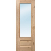 8'0" Low-E Clear 3/4 Lite Knotty Alder Wood Prehung Door Unit