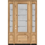 8'0" 3/4 Lite Knotty Alder Wood Door Unit with Sidelites #7872