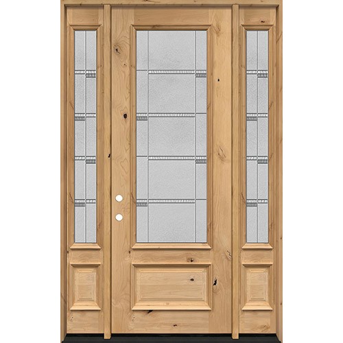 8'0" 3/4 Lite Knotty Alder Wood Door Unit with Sidelites #7872