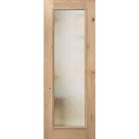 Privacy Glass 8'0" Full Lite Knotty Alder Wood Prehung Door Unit