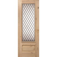8'0" 3/4 Lite Diamond Knotty Alder Wood Prehung Door Unit #7896