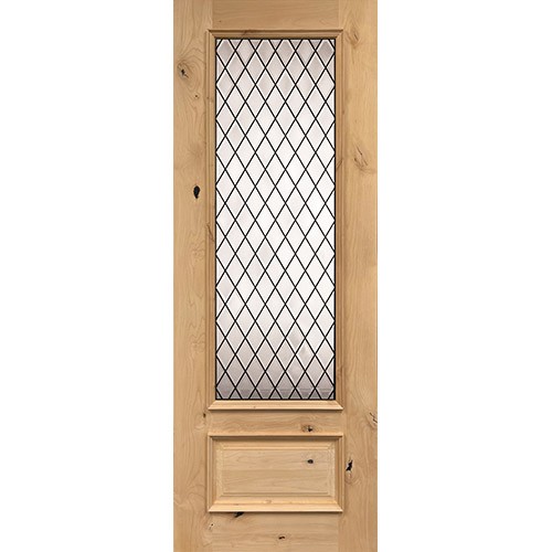 8'0" 3/4 Lite Diamond Knotty Alder Wood Door Prehung Door Unit #7896