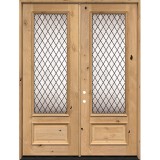8'0" 3/4 Lite Diamond Knotty Alder Wood Double Door Unit #7896