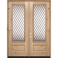 8'0" 3/4 Lite Diamond Knotty Alder Wood Double Door Unit #7896