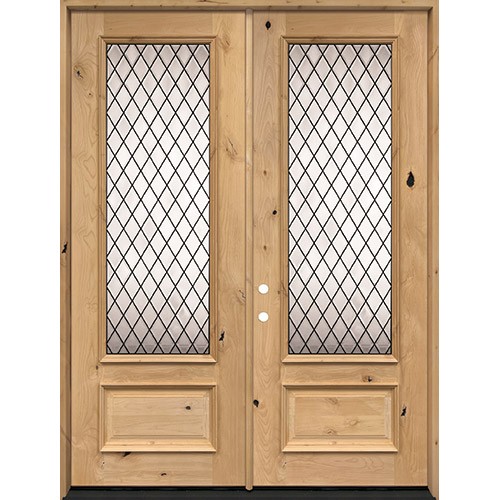 8'0" 3/4 Lite Diamond Knotty Alder Wood Double Door Unit #7896