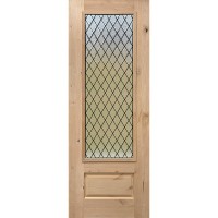 8'0" 3/4 Lite Textured Diamond Knotty Alder Wood Prehung Door Unit #7897