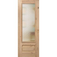 Privacy Glass 8'0" 3/4 Lite Knotty Alder Wood Prehung Door Unit