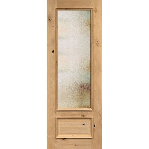 Privacy Glass 8'0" 3/4 Lite Knotty Alder Wood Door Prehung Door Unit