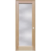 Rain Glass Pine Wood Interior Door Unit