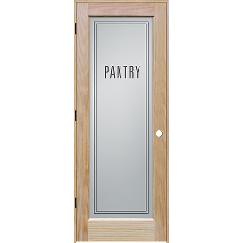 Modern Pantry Glass Pine Wood Door Unit