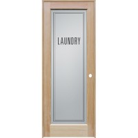 Modern Laundry Glass Pine Wood Interior Door Unit