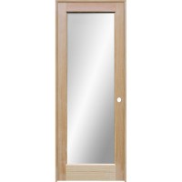 Mirror Glass Pine Wood Interior Door Unit