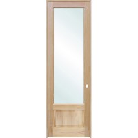 8'0" Tall Clear Glass Pine Wood Interior Door Unit