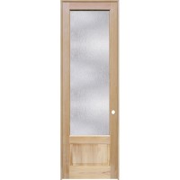 8'0" Tall Rain Glass Pine Wood Interior Door Unit