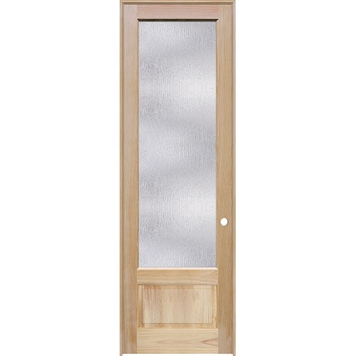 8'0" Tall Rain Glass Pine Wood Interior Door Unit