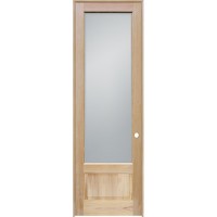 8'0" Tall Frosted Glass Pine Wood Interior Door Unit