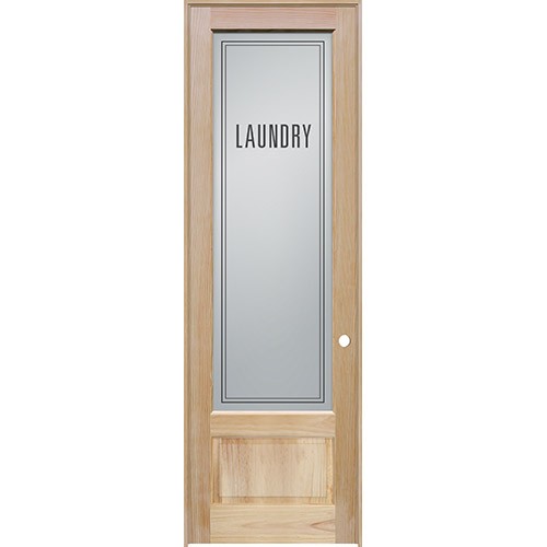8'0" Tall Modern Laundry Glass Pine Wood Interior Door Unit