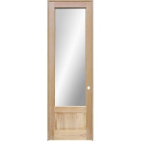 8'0" Tall Mirror Glass Pine Wood Interior Door Unit
