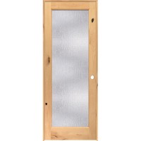 Rain Glass Knotty Alder Wood Interior Door Unit