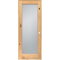 Frosted Glass Knotty Alder Wood Interior Door Unit