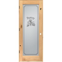 Traditional Pantry Glass Knotty Alder Wood Interior Door Unit