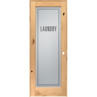 Modern Laundry Glass Knotty Alder Wood Interior Door Unit