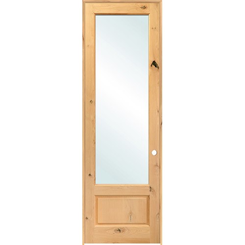 8'0" Tall Clear Glass Knotty Alder Wood Interior Door Unit