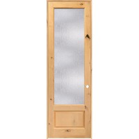 8'0" Tall Rain Glass Knotty Alder Wood Interior Door Unit