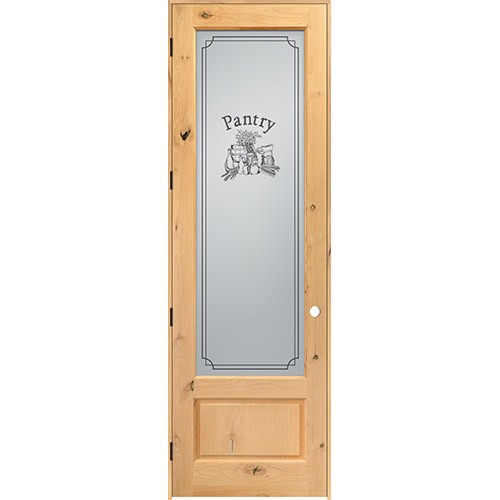 8'0" Tall Traditional Pantry Glass Knotty Alder Wood Interior Door Unit
