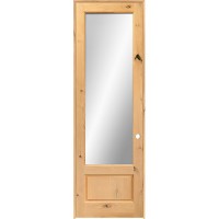 8'0" Tall Mirror Glass Knotty Alder Wood Interior Door Unit