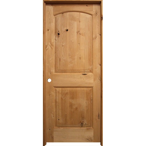 6'8" Tall 2-Panel Arch Knotty Alder Prehung Interior 1-3/4" Door Unit