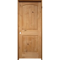 6'8" Tall 2-Panel Arch V-Grooved Knotty Alder Prehung Interior 1-3/4" Door Unit