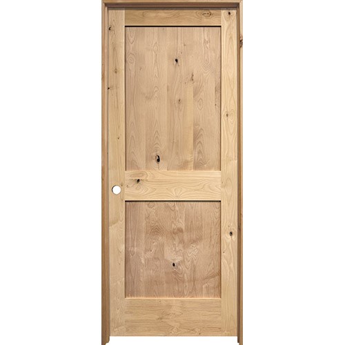 6'8" Tall 2-Panel Shaker Knotty Alder Prehung Interior Door Unit