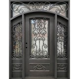 74" x 97" Imperial Arch Top Iron Prehung Door Unit with Sidelites and Transom