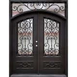 74" x 97" Imperial Arch Top Iron Prehung Double Door Unit with Transom
