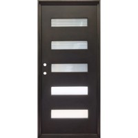37" x 81" Modern 5-Lite Iron Prehung Door Unit